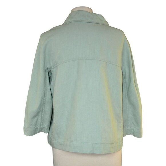 J. Jill Linen Blend Cropped Topper Jacket A-Line Fabric Buttons 3/4 Sleeve Sz M - Picture 4 of 6